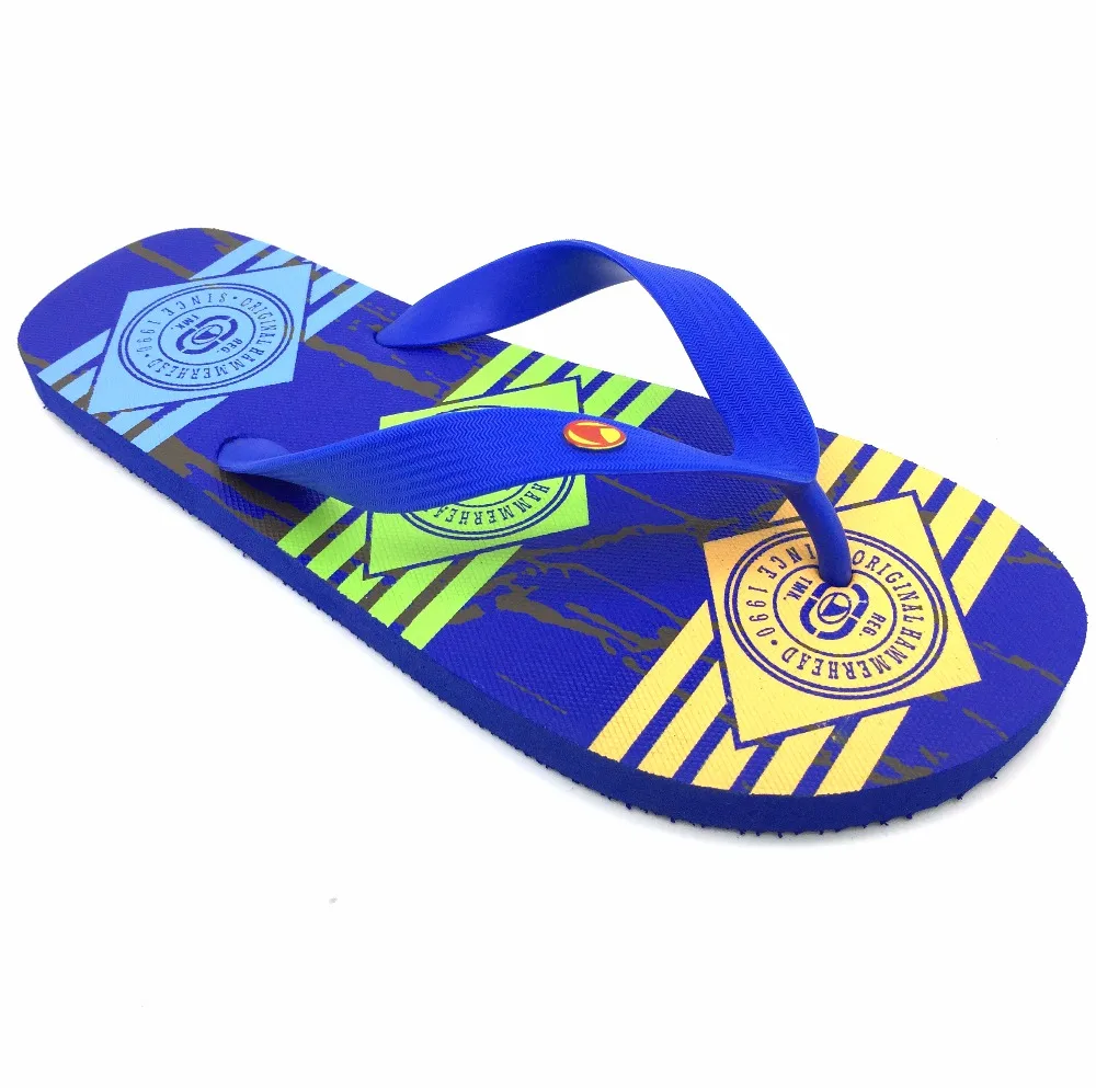 Best selling products in China factory price rubber slippers wear eva with colorful strip printing sandals men