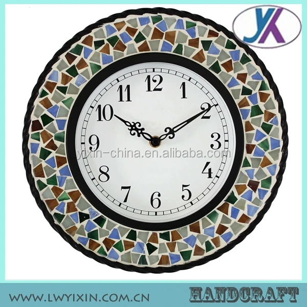 Sea Blue Mixed Color Mosaic Wall Decorative Clock Hot Selling