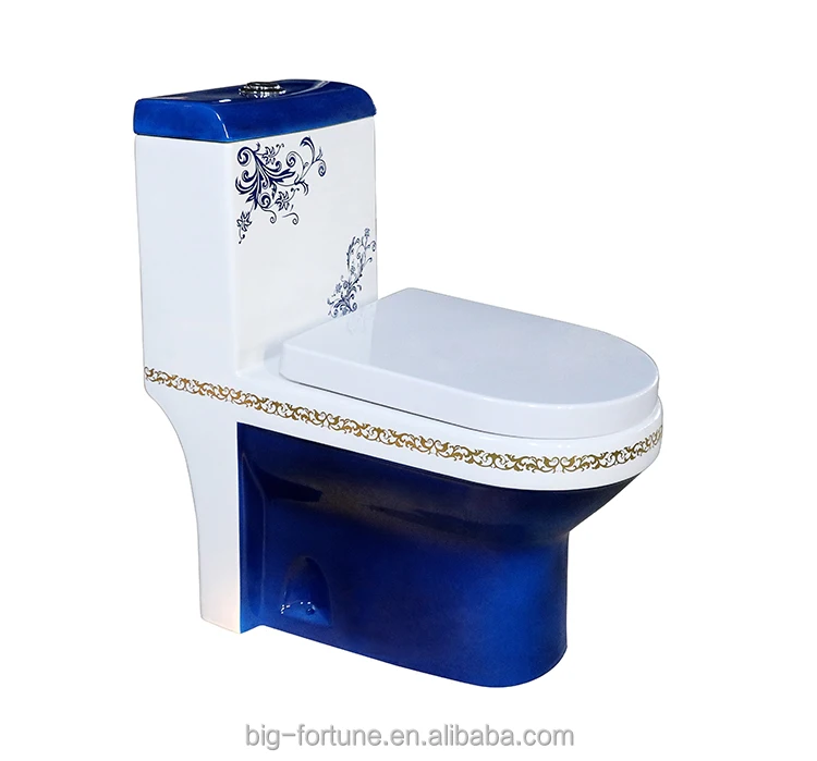 Dark blue color siphonic ceramic one piece toilet