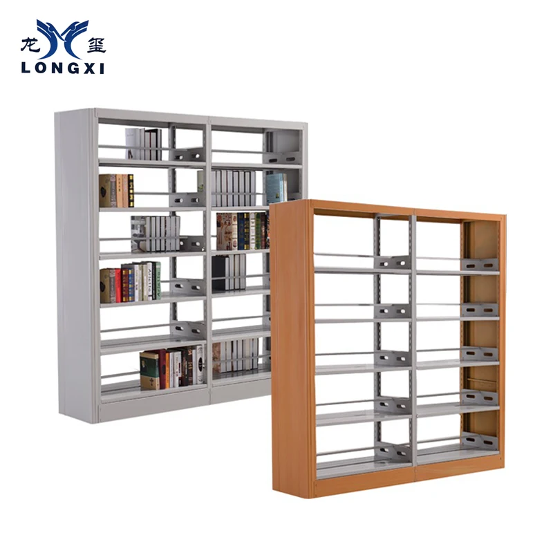 Powder Coating Knock Down Book Shelf School Steel Public Double Face Modern Tree Shaped Cheap Price Library Metal Bookshelf