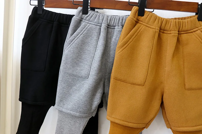 Одежда для малышей 2019, зимние теплые шаровары для младенцев, штаны для маленьких мальчиков из двух частей, штаны для бега, штаны для маленьких мальчиков