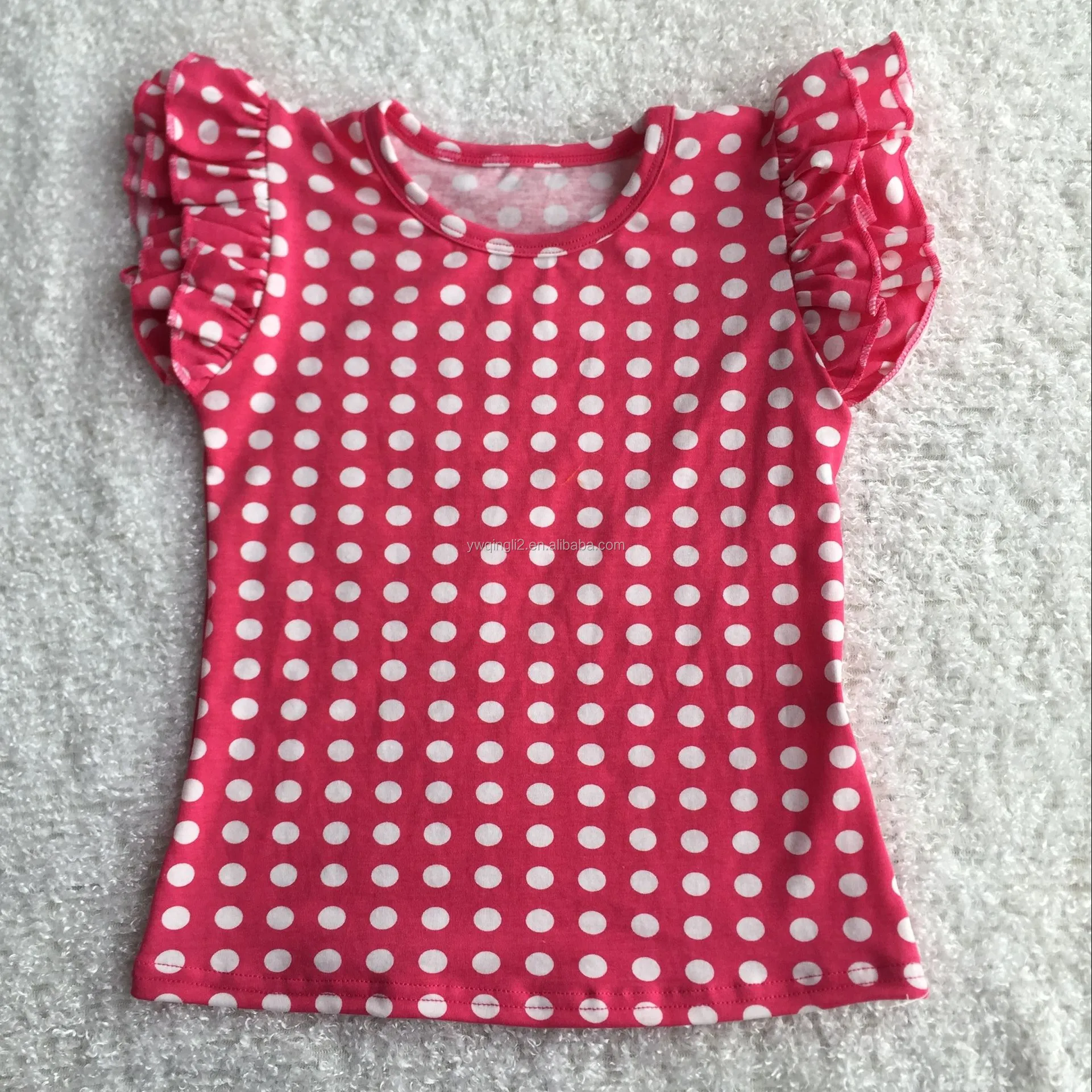 
CZ-503 ruffle tee shirt for girls print ruffle tank cotton top wholesale 