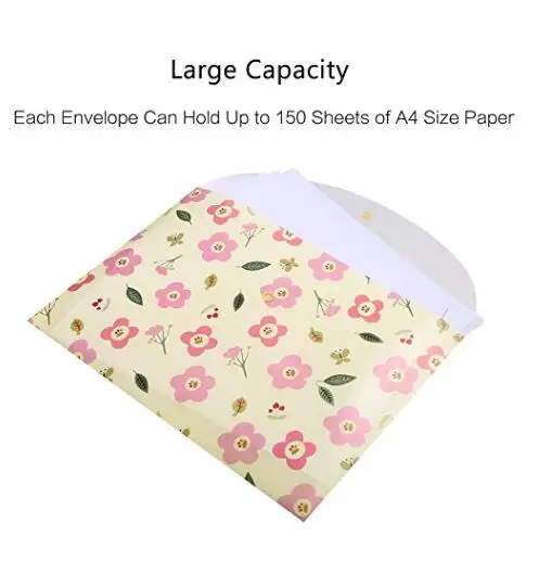 Floral Printed Festival Letter Size Poly Envelopes Document Organizer Booklet File Paper Folders with Snap Button