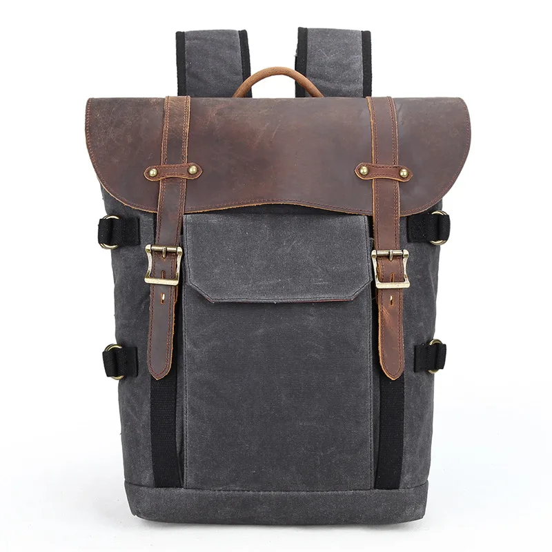 Vintage  Multifunction Canvas With  Leather Rucksack Photography Backpack Bag