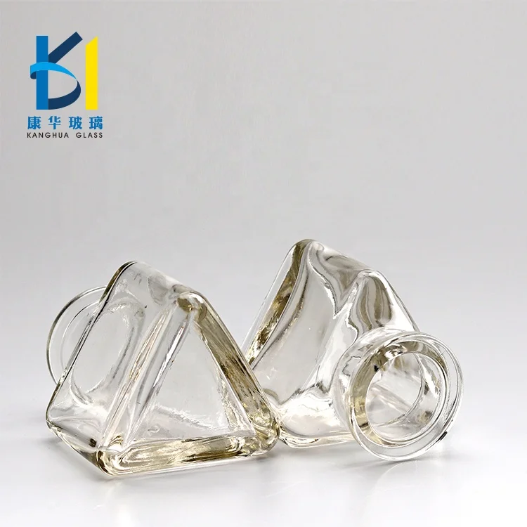 Triangular Shaped Glass Bottle Empty Bottles With Cork For Gift