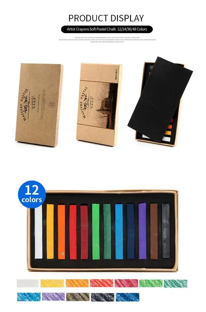 Painting Crayons Soft Pastel 12/24/36/48 Colors/Set Art Drawing Set Chalk Color Crayon Brush Stationery for Students