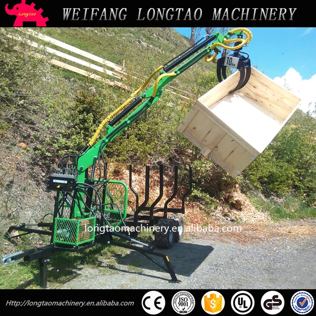 Factory Price ATV Firewood Trailer with Grapple, Log Trailer Loading Crane with CE Approval