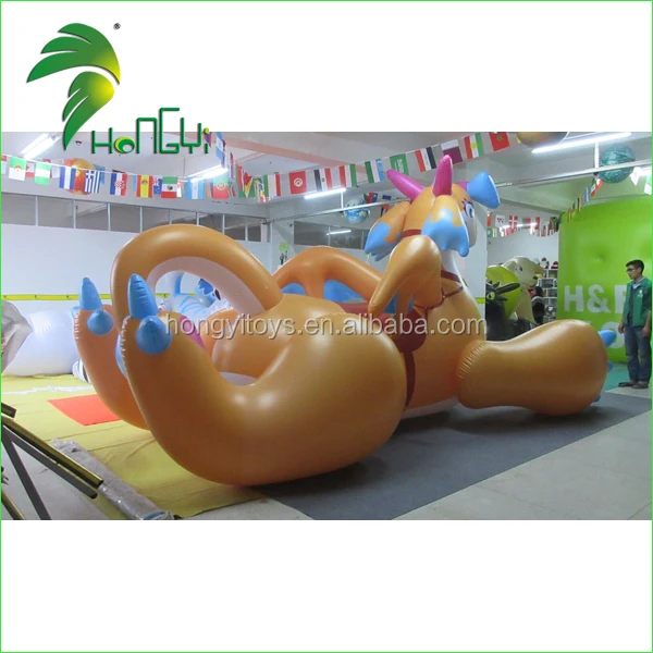 2016 Hongyi PVC 0.4MM Qualified Inflatable Dragon , Strong Vinyl Ride On Inflatable Animal Toy