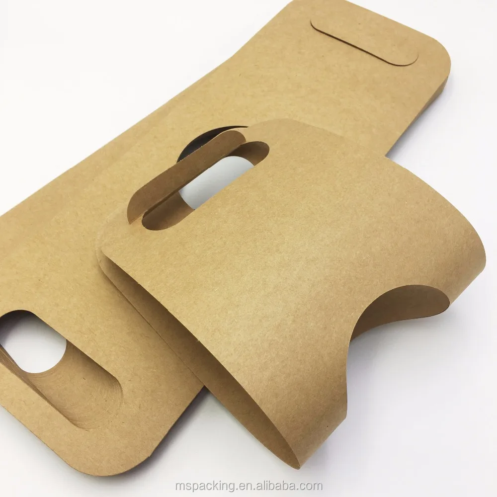 High Quality Kraft Paper Take Away 1 PCS Cup Holder Coffee Cup Carrier