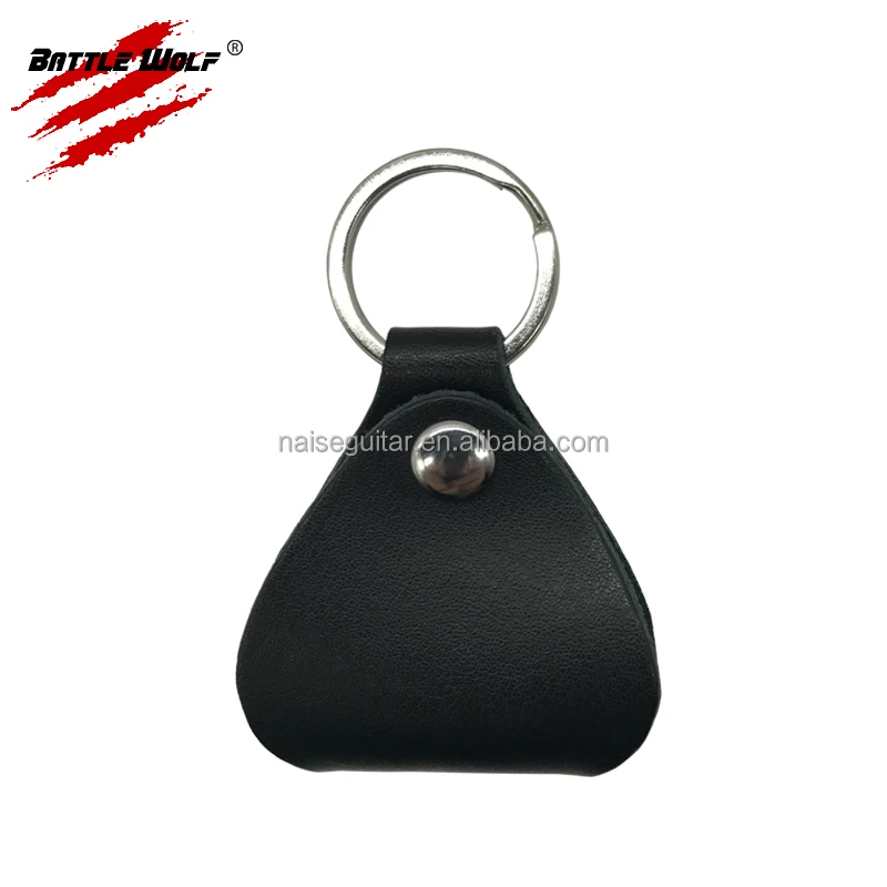 Hot Stamped Custom Logo Leather Key Holder With Guitar Pick Case