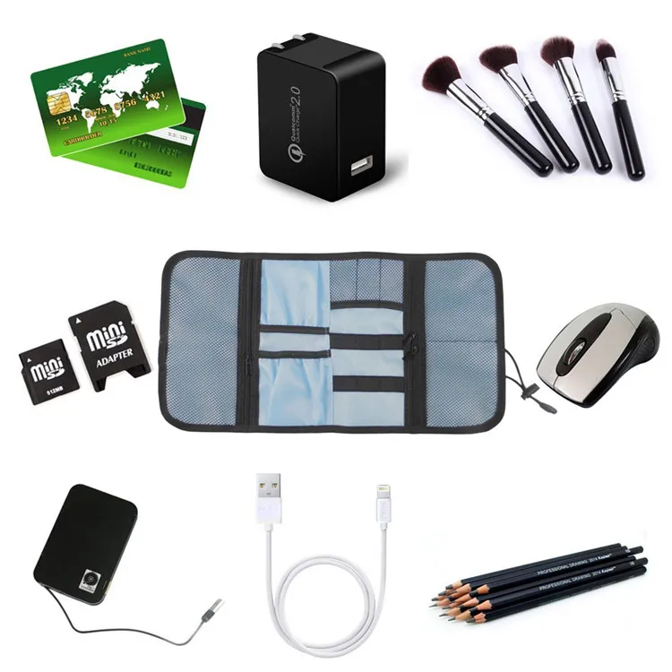 Travel Gear Organizer Electronics Accessories Bag, Small Gadget Carry Case Storage Bag Pouch for Charger USB Cables SD Memory