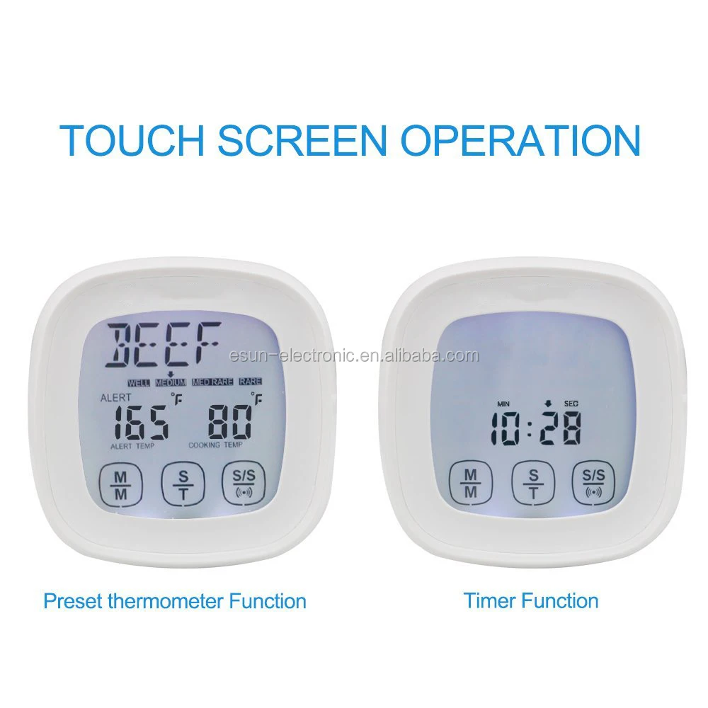 
Amazon Best Seller LCD Display Touchscreen Digital Oven Cooking Food Thermometer with Kitchen timer 