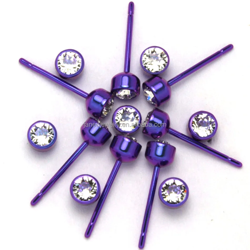 
Cheap Wholesale Body Piercing Jewellery CZ Diamond Anodized Colorful Pure Titanium Earrings 