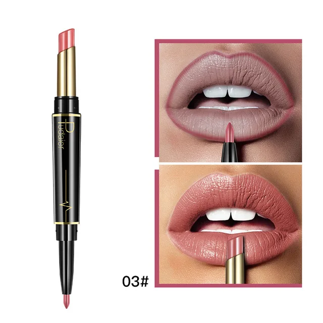 Pudaier Matte Lipstick Waterproof Double Sided Long Lasting Lipsticks Brand Lip Makeup Cosmetics Dark Red Lips Liner Pencil