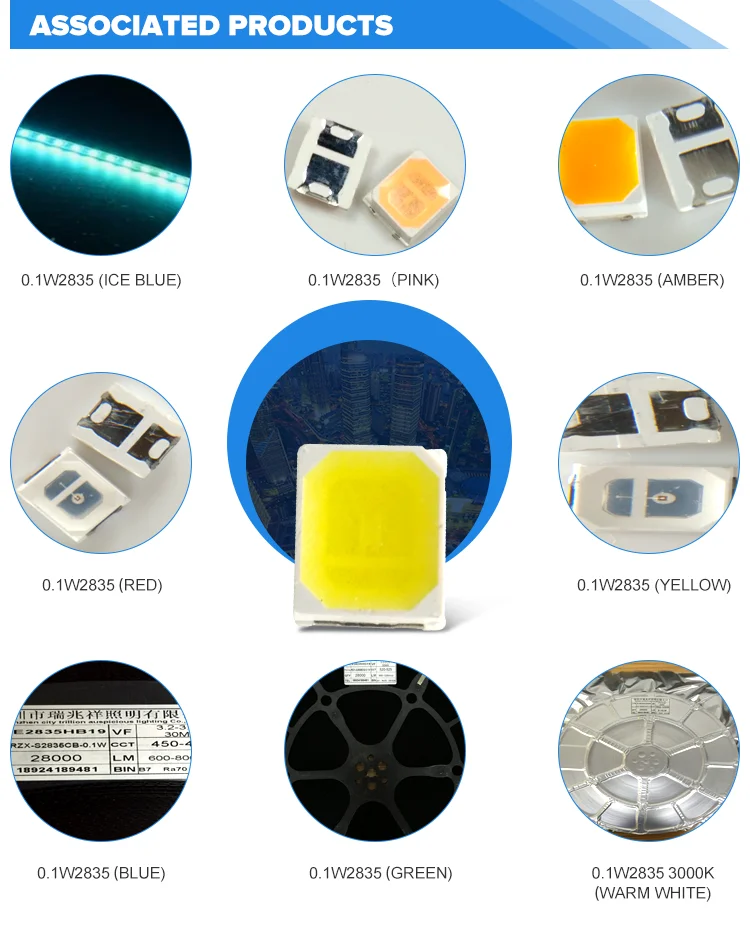 3 Years Warranty Taiwan Chip Smd 3v 6v 9v 2835 Led 0.1w 0.2w 0.3w 0.5w 1w