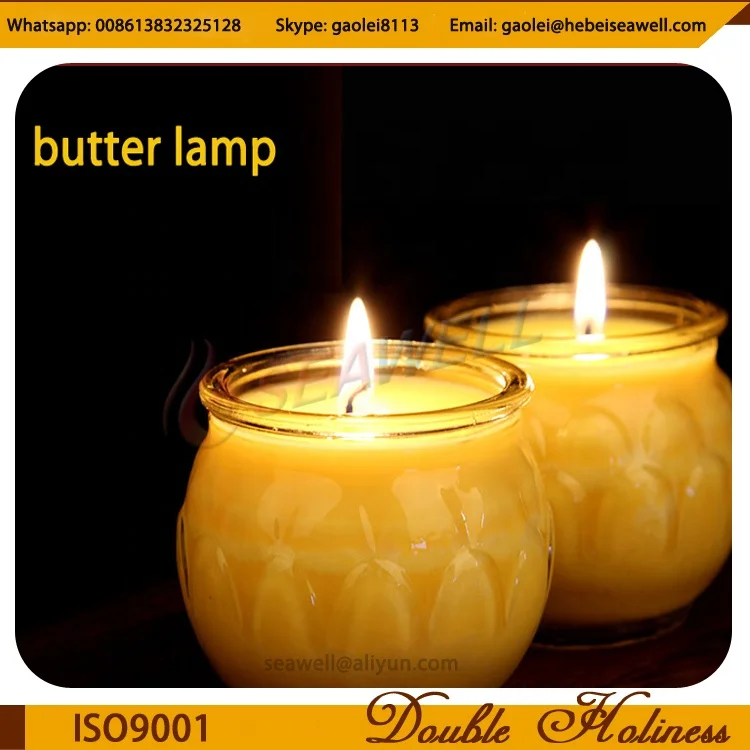 Religious temple votive buddhist lotus candle ghee butter candle lamp