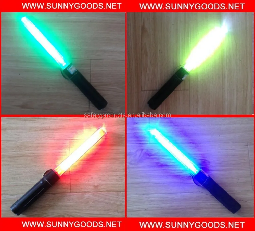 length28cm 10pcs red leds with torch light road safety tonfa baton