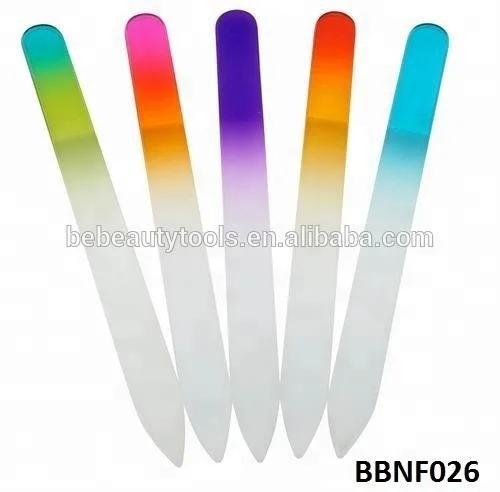 Glass nail shaping files for natural&artificial nails, nail polish file in leather pouch, French mani pedi art shiner file