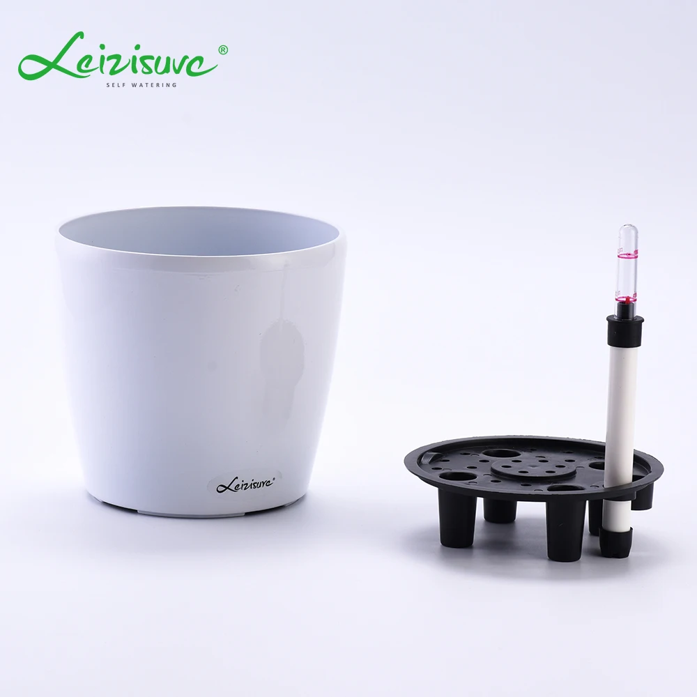 Outdoor smart ornamental big size resin fiberglass white glaze baking finishing lazy hydroponics flowerpot planter