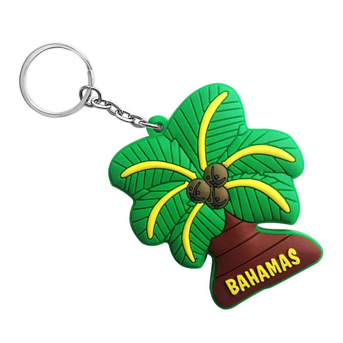 2018 Custom Personalized Popular Bahamas Souvenir PVC Key Ring/ Tropical Key  ring with chain