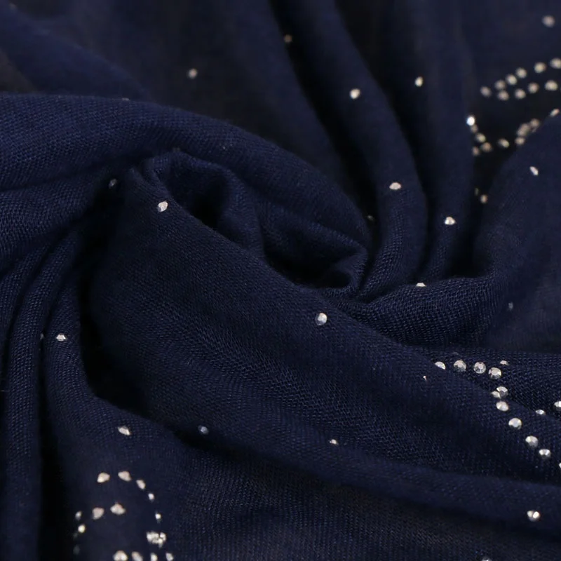 Wholesale Dubai Muslim Flower Pattern Mosaic Diamond Solid Color Elegant Women Instant Hijab Headscarf Shawl Scarf