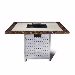 Electric Shabu Shabu Hot Pot Table with Smokeless Dinning Table with Hotpot Burner Hot Pot Table