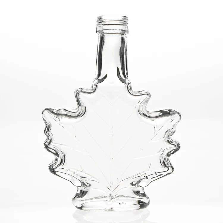WIne Bottles Manufacturer 250ml 100ml 50ml Small Mini Maple Leaf Shaped Clear Glass Spirit Bottle