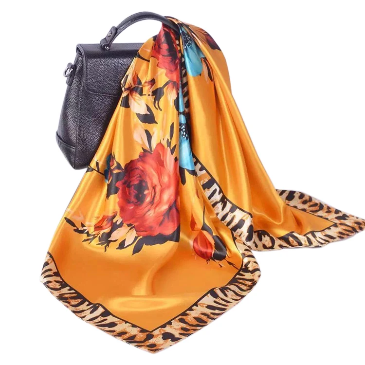 
Guaranteed quality hot sale 90x90 square silk satin women scarf 