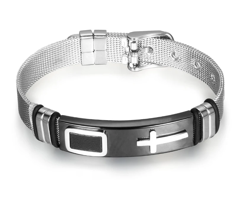 In stock jewelry personalized bracelet adjustable cross bangle men bracelet stainless steel