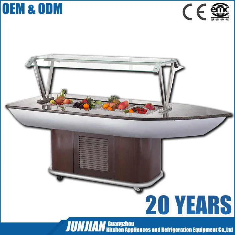 
Buffet Marble Display Cooler / Refrigerated Salad Bar Counter / Open Showcase Refrigerator 