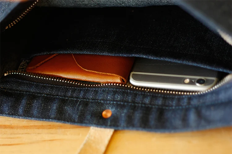 Manufacture Canvas Messenger Bag Foldable Denim Canvas Tote Bag with Leather Handle