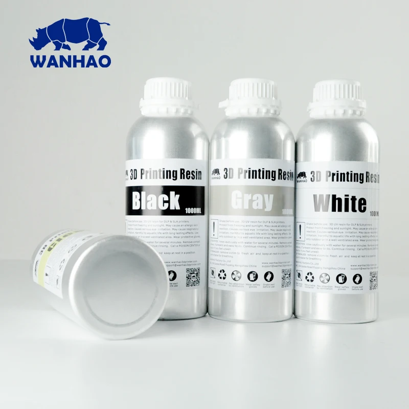 New Wanhao Water Washable Resin For Wanhao D7 Printer DLP SLA 3D Printer Washable Resin New Aluminium bottle 1L(1000ml/bottle)