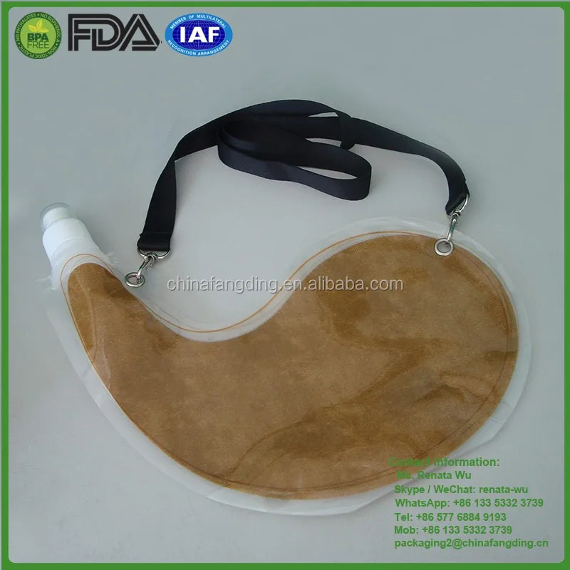 goat skin Plastic Bota bag for wine 2.2l water bottle