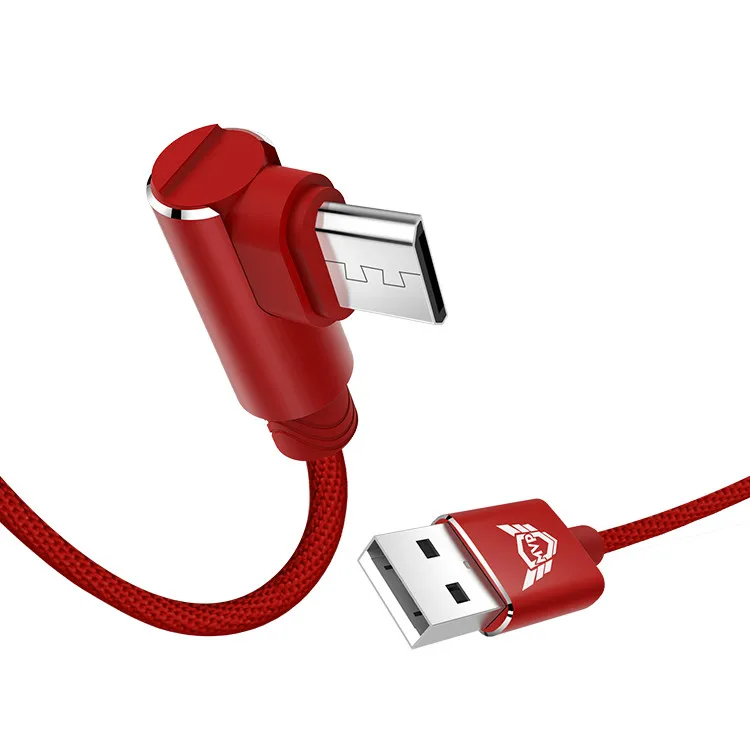 Оптовая продажа FONENG высокое качество 90 градусов 2.4A Быстрая зарядка Micro usb Мобильная игра USB кабель