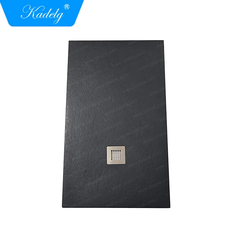 Custom Stone Resin Solid Surface Shower Tray Black Shower Base Piatto Doccia