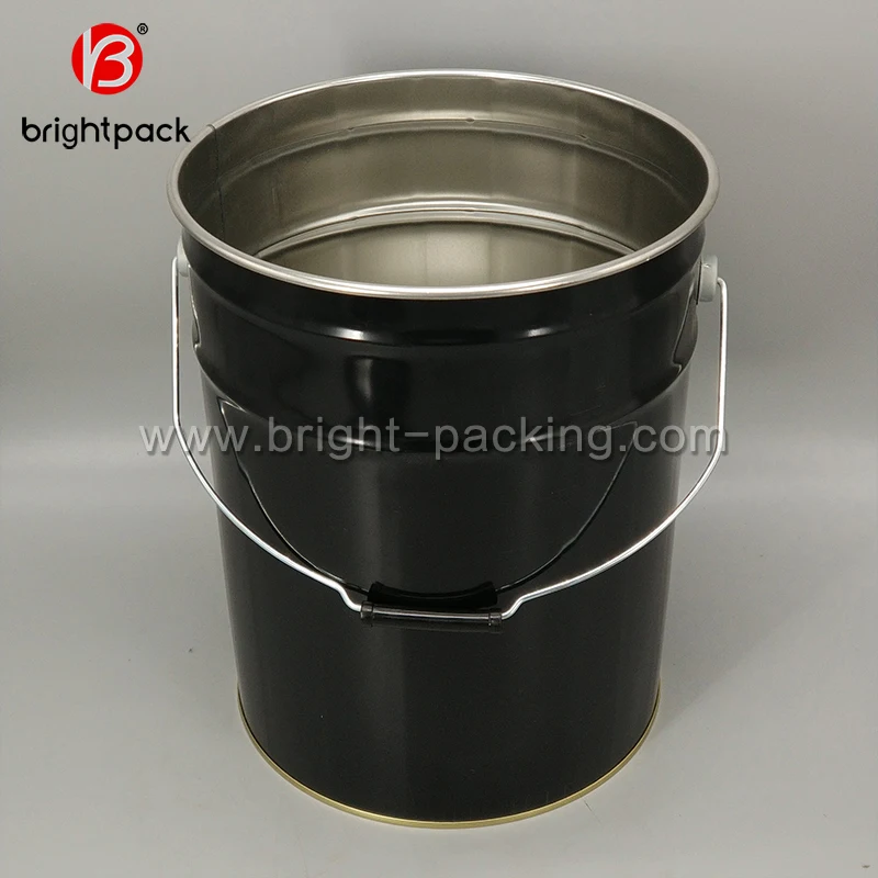 
20kg black tin pail with lug lid and metal handle,PAINT TIN CAN 