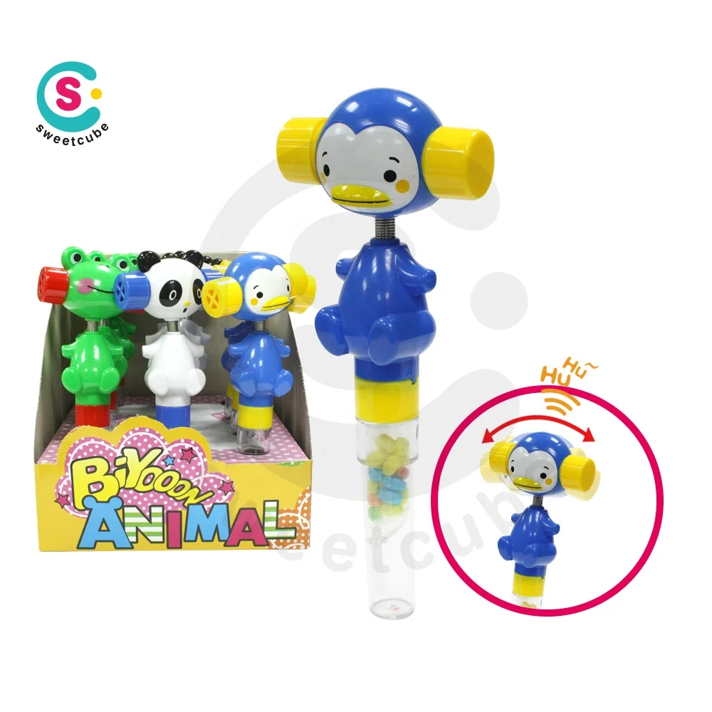 Sweetcube new item boy and girl robot shake whistle candy toy