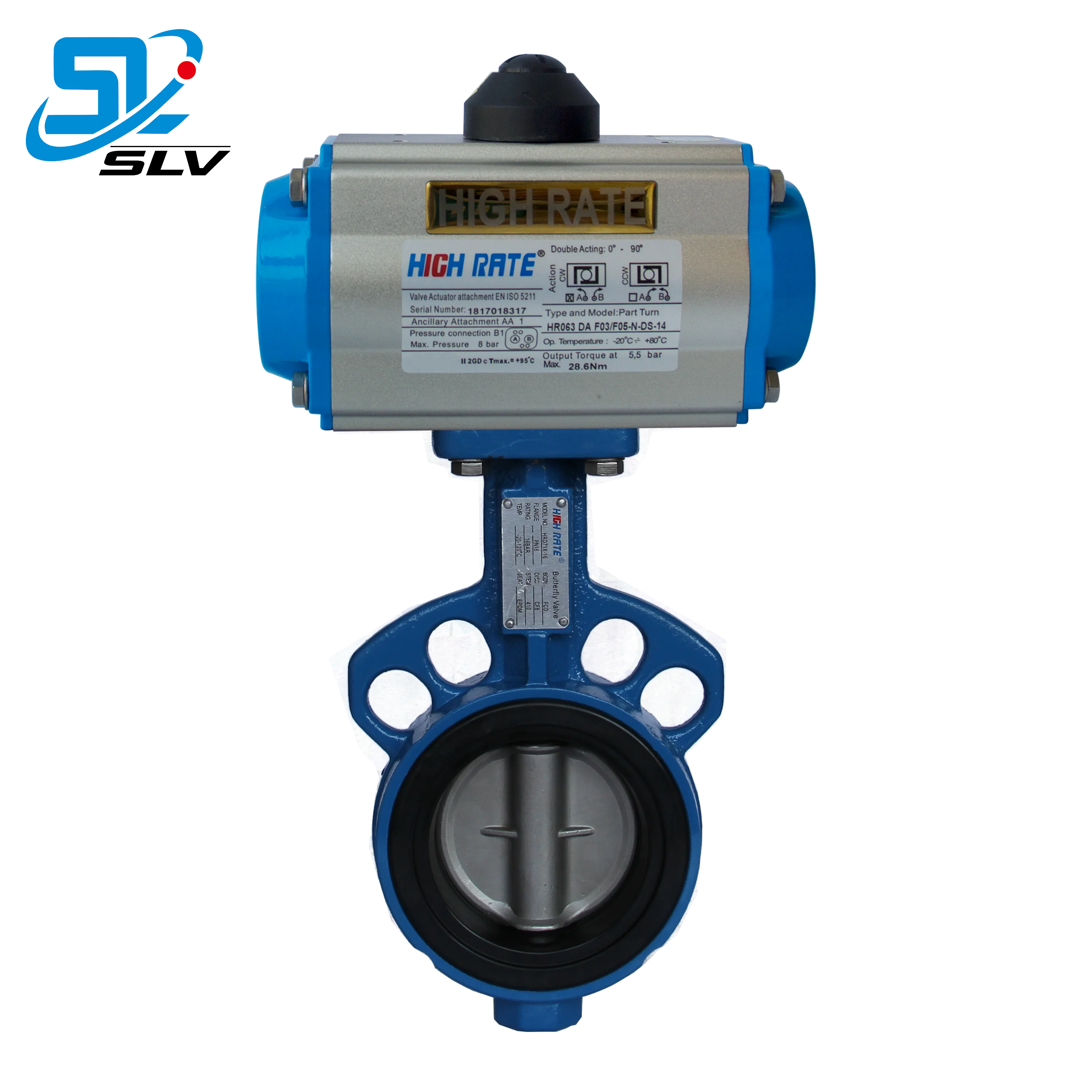 Pneumatic Actuator Cast Iron Body Stainless Steel Disc Wafer Lug Butterfly Valve