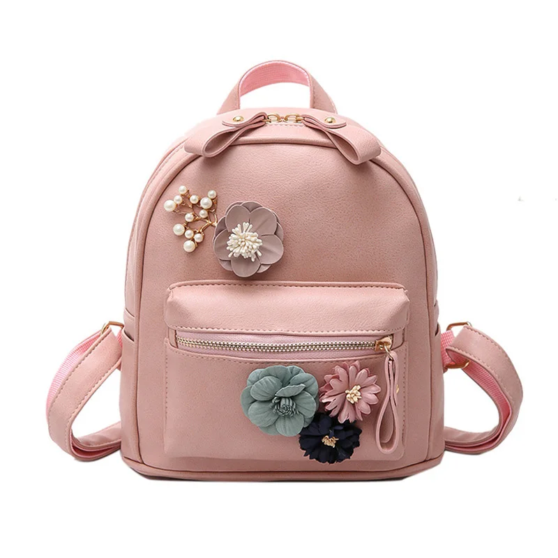 Wholesale fashion girl backpack flower pattern leather ladies backpack