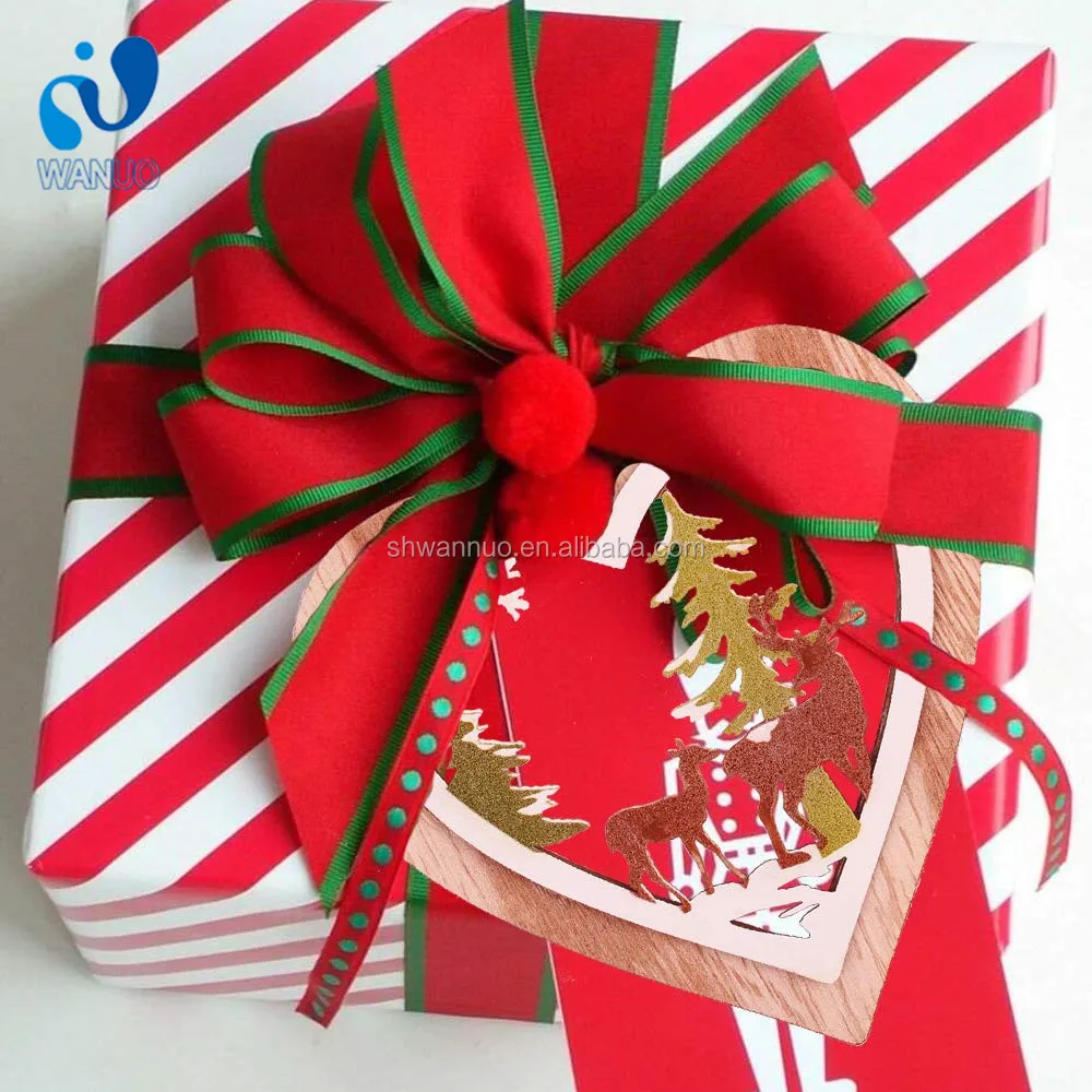 Wanuocraft 3D Love Heart Shape Christmas Tree Hanging Ornaments Decorations Wooden Pendant Tags For Wedding Festival