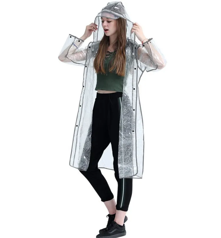 Korean fashionable outdoor hiking raincoat riding portable transparent adult raincoat jacket for  male and female students