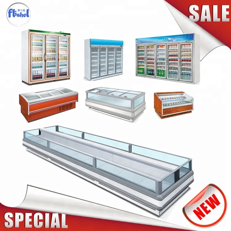 Commercial Supermarket Refrigeration Equipment Customize All Size Open Cooler Showcase