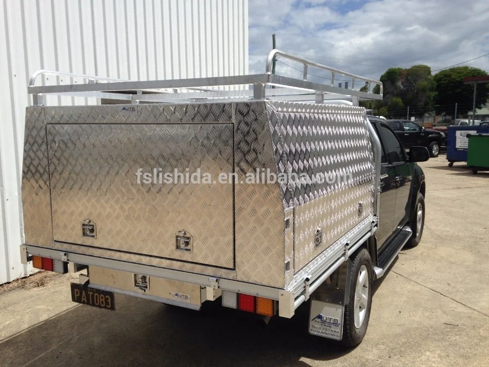 2400mm Aluminum Ute Canopy Tool Box with jack legs and roof rack