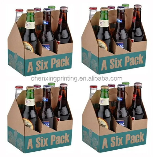 Folding Corrugated Paper Beer 6 Pack Packaging Box Wholesale,wine paper box