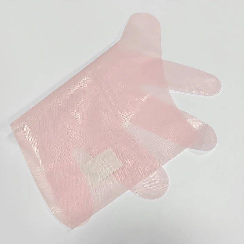 One time use Embossed Light Duty Transparent Pink CPE Disposable Plastic Gloves for Food Service