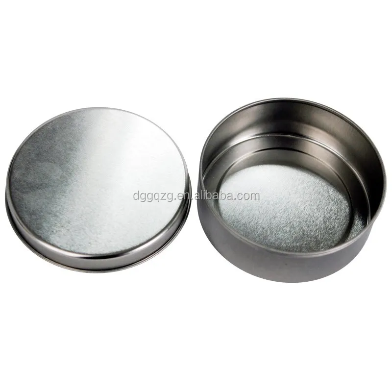 small round plain metal tin boxes