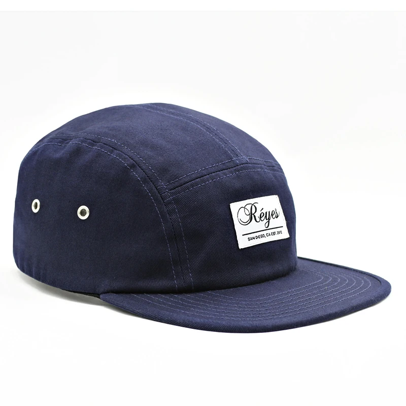 Wholesale Custom Five Panel Navy Blue Private Label Logo Camp Cap Nylon 5 Panel Cap