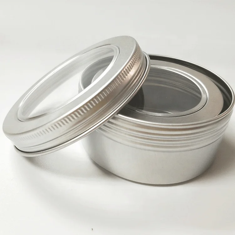 Tins Boxes Case Matte Glossy Aluminum with Transparent Window Canned Food