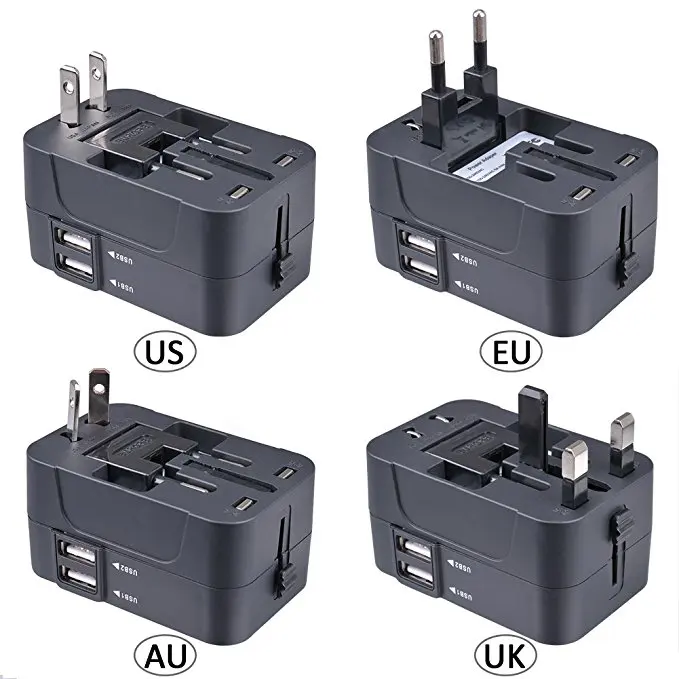 Wholesale gift sets 202  portable rechargeable electrical plugs  Dual USB Travel Adapter