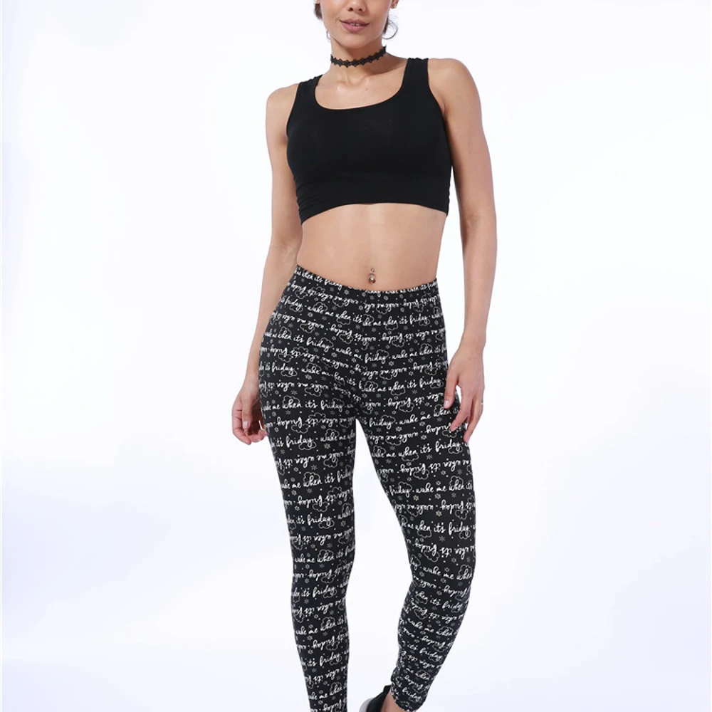 best tight women cotton lycra high waist fitness leggings with hand print